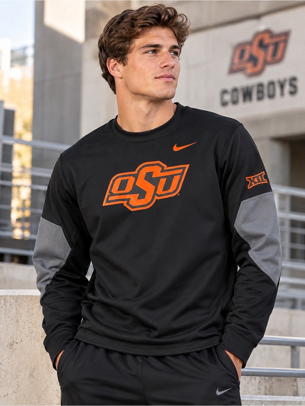 Nike Therma-FIT Oklahoma State Cowboys OSU Big 12 Men’s Pullover Size L